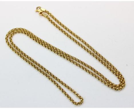 [7.24g] - a long 18ct yellow gold belcher link chain necklace, marked 750 and XRF confirmed, 60cm long