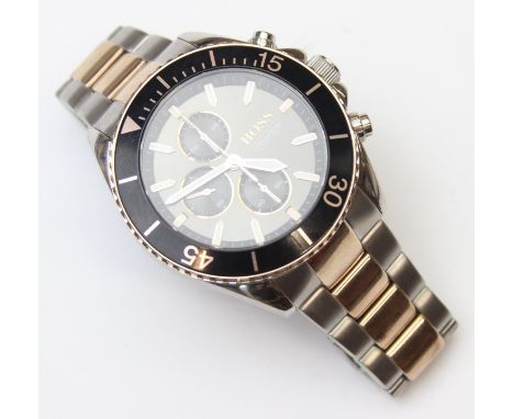 A genuine Hugo Boss Ocean Edition watch, ref 319.1.96.3248, stainless steel bracelet with charcoal dial, 48mm dial