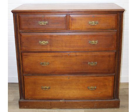 An antique mahogany two over three chest of drawers with brass handles, 121cm x 52cm x 122cm