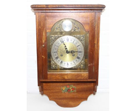 Wooden cased mechanical wall clock by German maker Kieninger, mechanical movement, 58cm H