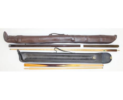 2 snooker cues in soft cases incl Challenge, and Formula
