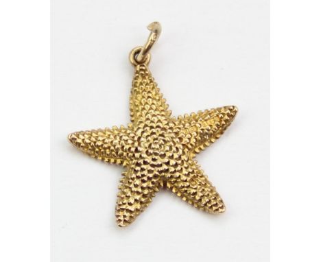 A vintage 9ct gold pendant or charm formed as a starfish, XRF confirmed, 2.41g, 19mm