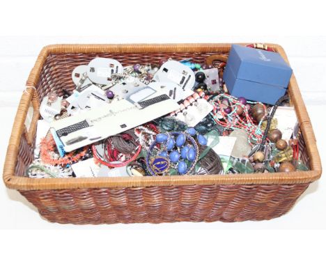 A large basket of assorted costume jewellery etc 
