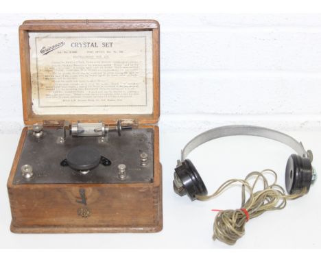 Vintage Ericsson Crystal Set radio receiver with headphones 