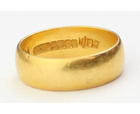 [6.06g, M] - 22ct gold wedding band ring, marked for Birmingham 1966