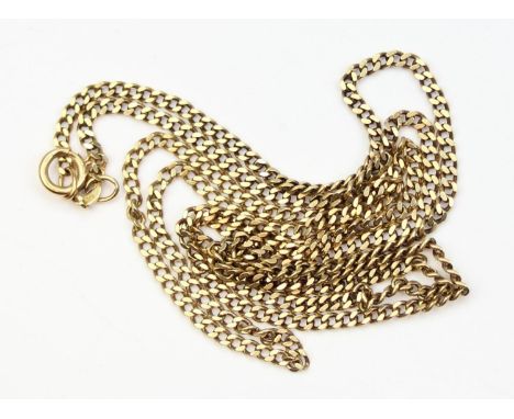 [6.05g] -  a 9ct gold necklace with flattened kerb links, marked to clasp and XRF confirmed, 60cm long