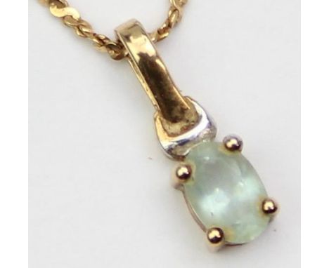 [3.05g] - a 9ct gold fancy link serpentine and rope twist necklace with white stone pendant, both pieces marked and XRF confi