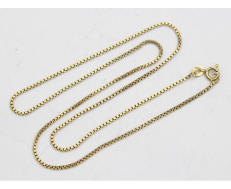 [4.38g] - a 14ct gold box link chain necklace, marked 585 and XRF confirmed, 42cm long