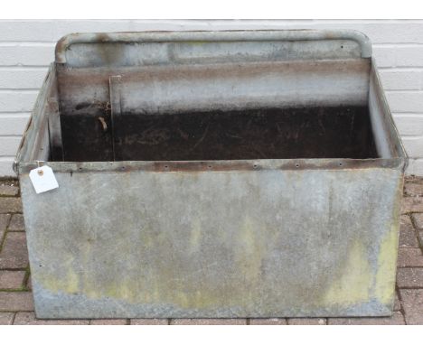 A vintage galvanised metal water tank or feeding trough, ideal planter, 94cm x 61cm x 57cm