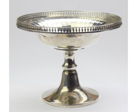 [145.47g] - an Art Deco period silver bonbon dish with facet cut design and pierced gallery, Birmingham 1933 by Alexander Cla