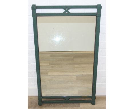 Contemporary green-metal wall mirror by Pierre Vandel of Paris, 92cm x 51cm