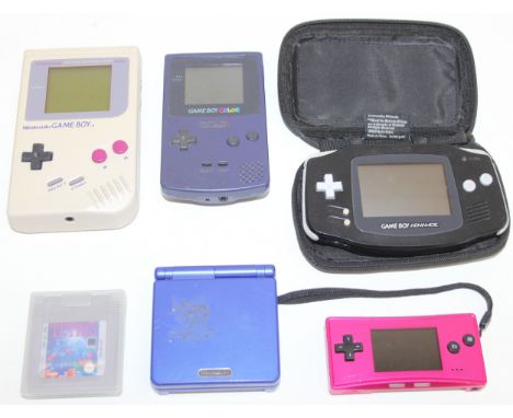 5 vintage Nintendo handheld games consoles to incl Game Boy, Game Boy Advance, Game Boy Color, Game Boy Micro, Game Boy Advan