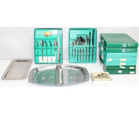 Qty of assorted retro stainless steel cutlery, mostly boxed, mainly Canford pattern 12910 by Jonelle, and other retro items