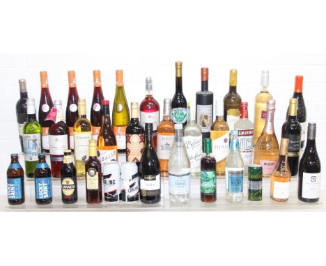 Thirty Five [35] bottles of assorted drinks and alcohol, many bottles of wine to inc Chateau Neuf-du-Pape, red and white wine