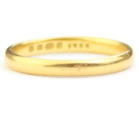 [3.16g, O] - 22ct gold wedding band ring, Birmingham 1953