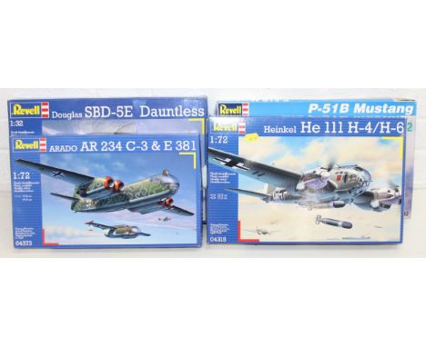 4 Revell Airfix style scale-model kits to incl Heinkel He 111 H-4/H-6, Arado AR 234 C-3 &amp; E 381, Douglas SBD-5E Dauntless