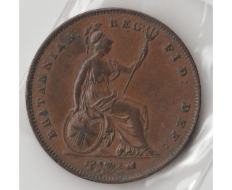 Queen Victoria (1837-1901) - a rare 1846 copper penny coin, only 483,800 minted, near colon W.W., high grade