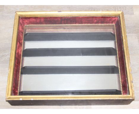 Vintage glazed wall mountable display shelves, ideal antique fair display cabinet, 69cm x 14cm x 58cm
