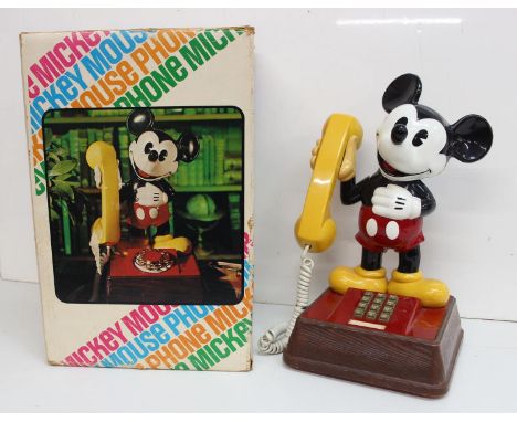 1976 Mickey Mouse push button phone, complete with box, manual and booklet. Model TMIF 8000 by Deco-Tel for Disney, box dimen