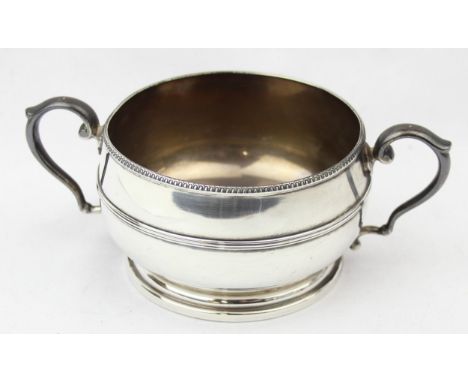 [171.07g] - a heavy gauge silver sugar bowl with 2 handles and beaded edge, Birmingham 1919 by Mappin &amp; Webb, 15cm wide, 