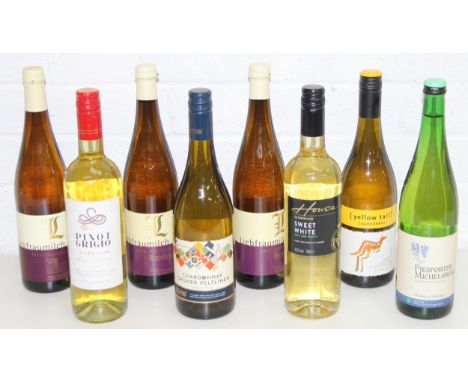 Eight bottles of mixed white wine to incl Liebfraumilch Rheinhessen, Chardonnay, Pinot Grigio etc [8]