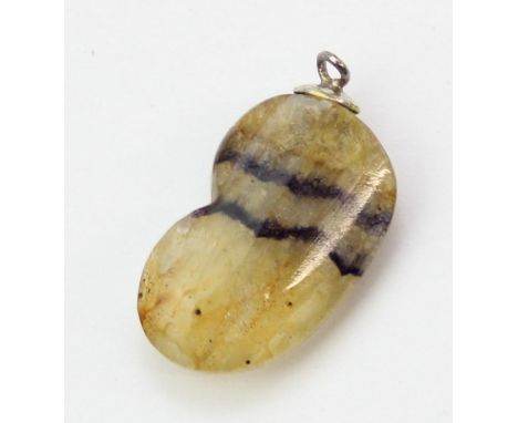 A vintage silver mounted Blue John pendant, the silver mount XRF confirmed, 20mm x 11mm