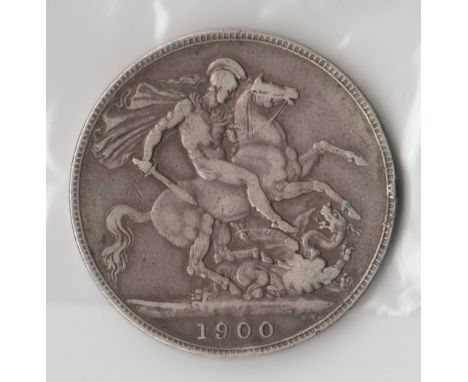 British Silver Coins - Queen Victoria (1837-1901) 1900 silver crown coin, old head