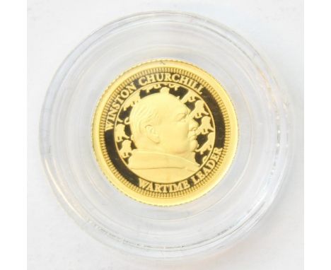 2025 24ct gold (.9999) Winston Churchill one eighth of a Sovereign coin, by Hattons of London, limited edition of 3999 coins,