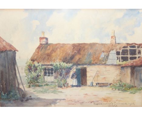 An antique watercolour of 'Cavenanter's Cottage', dated 1913, signed DW for D. Walker; bought in 1965 as can be seen in the '