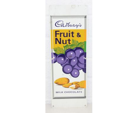 Vintage Cadbury's double-sided metal advertising sign for Dairy Milk and Fruit &amp; Nut chocolate, 37cm x 13cm