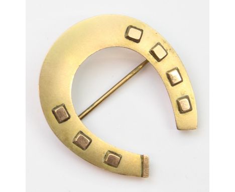 [3.18g] - an antique 9ct gold brooch formed as a lucky horse shoe, Birmingham hallmarks but date letter rubbed, believed to b
