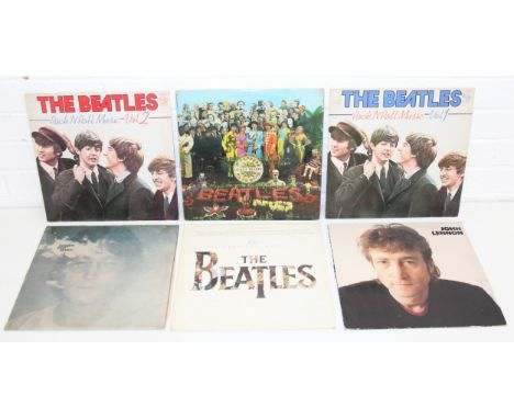 Mix of John Lennon and The Beatles vinyl records to incl a 'Porky' cut of Imagine, Sgt Peppers Lonely Hearts Club Band, Great