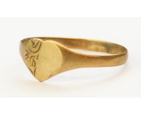 [0.79g, L) - 9ct gold heart shaped ring, unmarked but XRF confirmed