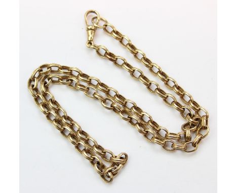 [21.68g] - 9ct gold marine link chain necklace with Albert chain clasp, marked to link Birmingham 1922 and XRF confirmed, 49c