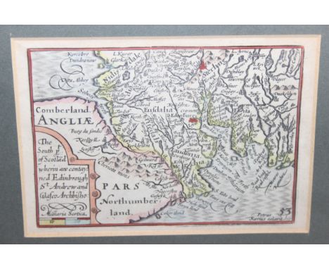 Pieter van den Keere (Belgian, 1571 – c. 1646): A hand-coloured 17th century 'miniature Speed' map of Edinburgh, Scotland, in