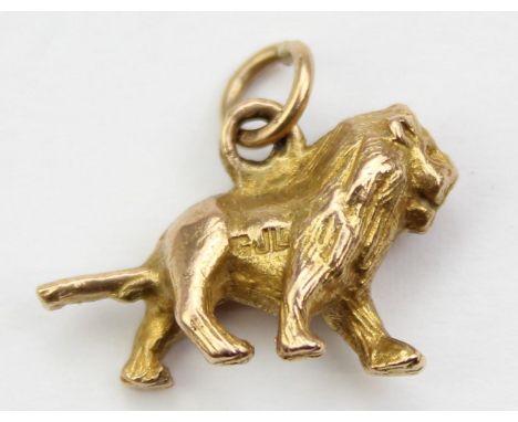 A vintage 9ct gold pendant or charm formed as lion, XRF confirmed, 3.07g, 17mm