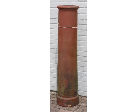 Very tall terracotta cannon style chimney pot, 136cm tall