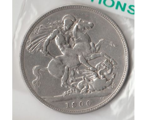 British Silver Coins - Queen Victoria (1837-1901) 1900 silver crown coin, old head, good details