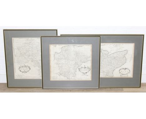 Three antique Robert Morden maps of Kent, Devonshire and Oxfordshire - the 2 latter marked as sold by Abel Swale, Awnsham &am