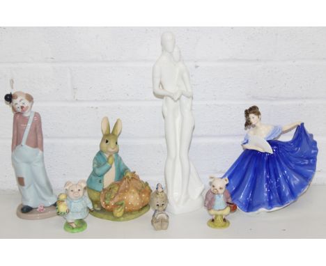 Qty of assorted figures to include Royal Doulton HN2791, HN2747, Royal Albert Little Pig Robinson &amp; Pigling Bland, Border