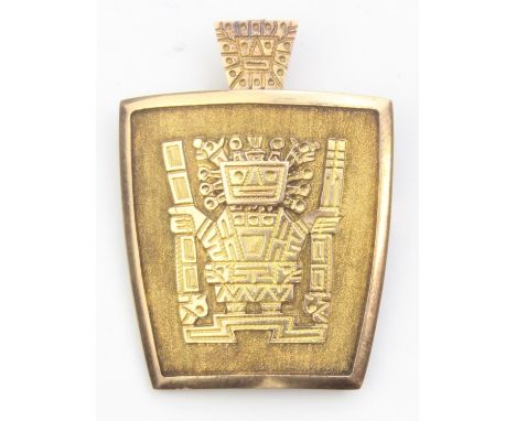 [13.45g] - a Peruvian 18ct gold pendant depicting Viracocha the creator and supreme deity in the pre-Inca and Inca mythology,