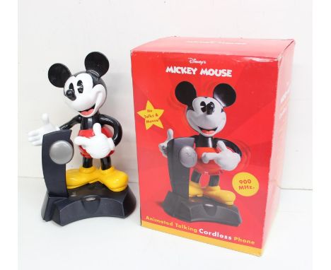 Retro Mickey Mouse animated talking cordless phone, complete with box and manual. Manufactured by Telemania for Disney, box 2