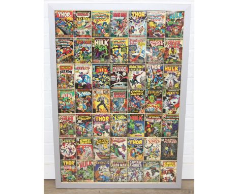 Marvel comics display poster in silver coloured frame, 97cm x 66cm