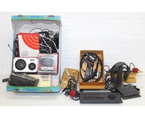 2 boxes of vintage audio/electronic items to incl Panasonic editing controller, microphones, speakers  etc