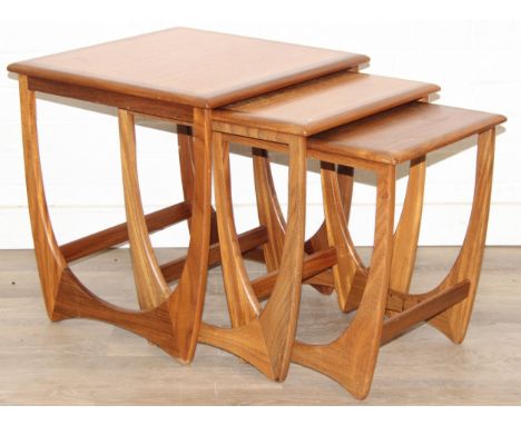 G-Plan Astro - a retro nest of three tables, label verso, the largest table 50cm x 50cm x 51cm