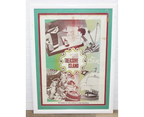 Vintage framed film poster "Treasure Island", South African release, 121cm x 89cm