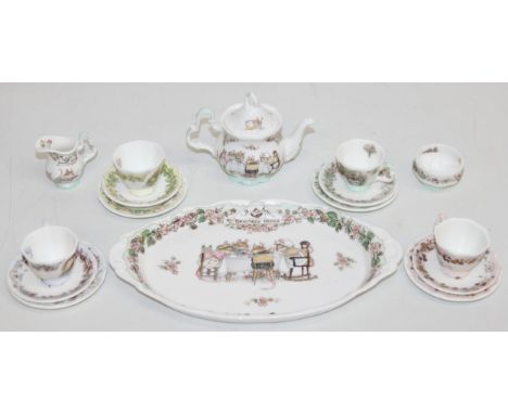 Vintage Royal Doulton Brambly Hedge miniature tea set to incl tea pot, cups and saucers, serving plate, side plates, sugar an