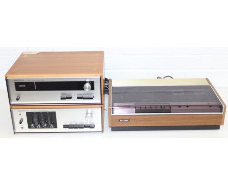 Three pieces of vintage audio equipment, to inc a Sharp RT-480H, Audriotronic LA-1700X Amplifier &amp; LT-1700X Tuner [3]