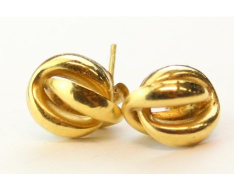 [0.81g] - a pair of 9ct gold knot earrings, seemingly unmarked but XRF confirmed