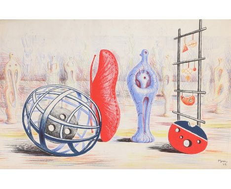 After Henry Moore, Sculptural Objects,&nbsp;lithograph for School Prints Ltd and printed in Great Britain by W.S. Cowell, 76c